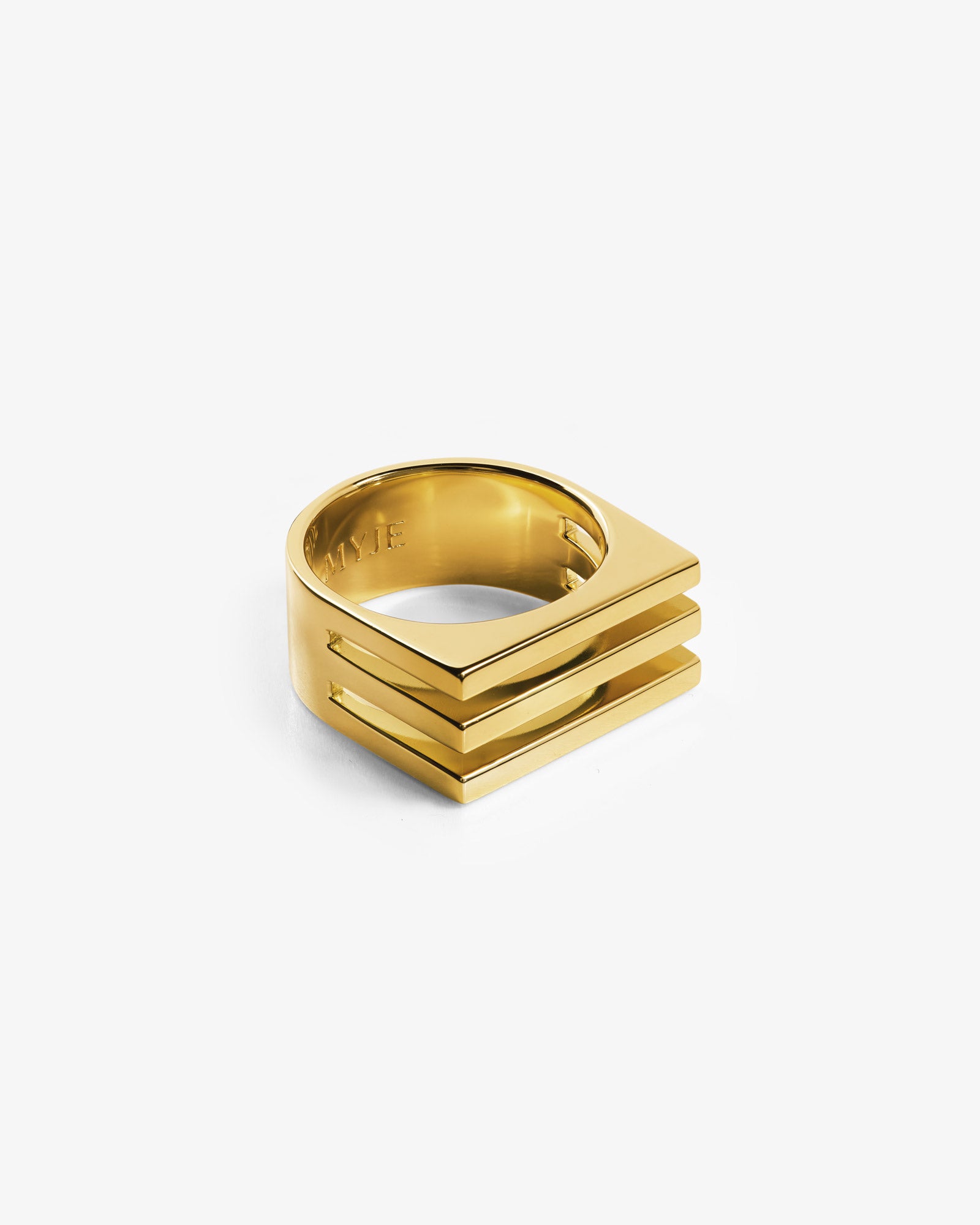 Triple Block Ring Gold